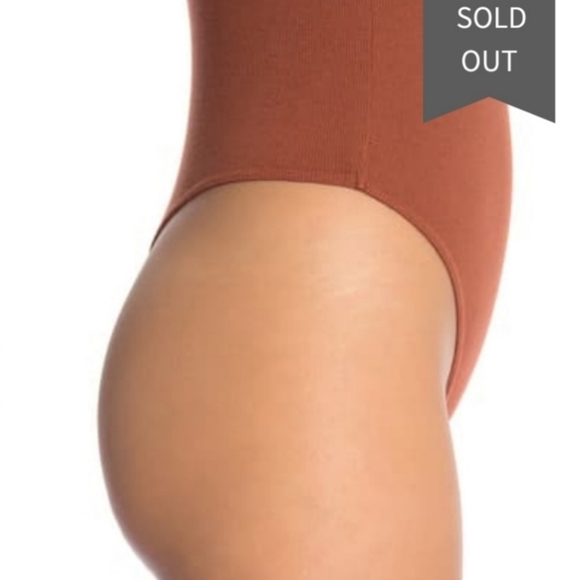 bp ribbed knit v neckline thong bodysuit - Picture 3 of 9